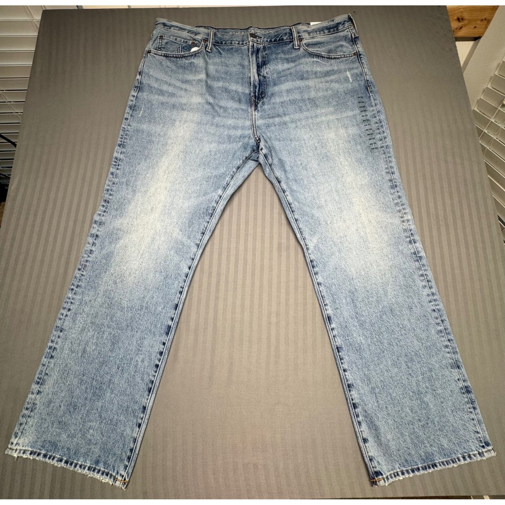 American Eagle Relaxed Straight Jeans Mens 44x32 Faded Light Blue Denim 5464